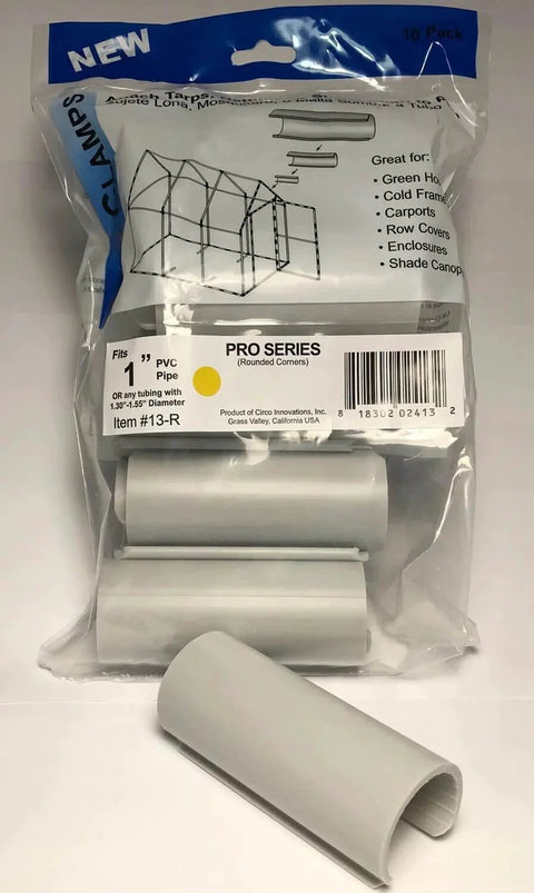 Pro Series Snap Clamps 1 Inch 20 Pack Gray Snap Clamps With Rounded Edges For Safer Fabric And Plastic Ideal For Attaching Tarps Or Netting To Pipe Or EMT Highly Compatible With Many Pipe Types in packaging front view