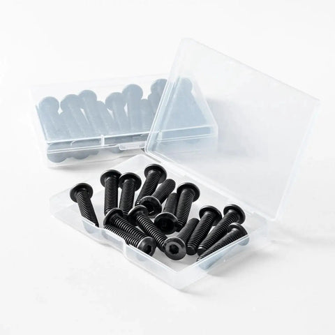Clear box of M5 X 12Mm Flat Head Hex Socket Cap Screws Bolts Black Oxide Stainless Steel 304 18 8 Hex Drive Fully Threaded 25 Pack