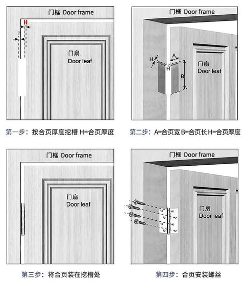 Installation guide for 8 Inch Stainless Steel Ball Bearing Door Hinges For Heavy Duty Wood Doors With Square Corner One Eighth Inch Thick Matte Black Finish Includes Mounting Screws Load Capacity Up To 232 Pounds Per Hinge And Rust Proof Construction.