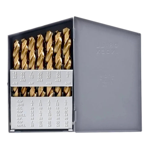 Pro Grade Heavy Duty Cobalt Drill Bit Set With 29 Pieces M35 High Speed Steel Twist Drill Bits In Metal Storage Box.