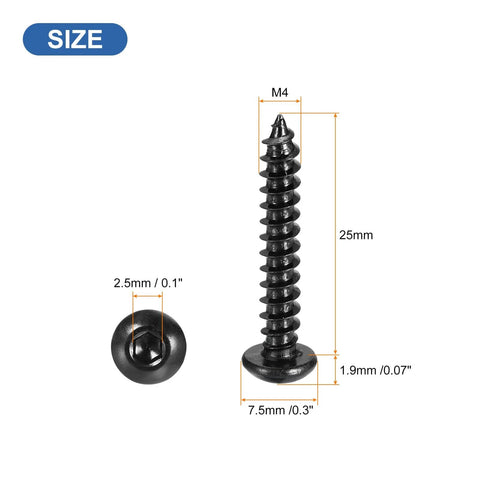 M4 25Mm Hex Socket Self Tapping Wood Screws Carbon Steel Heavy Duty And Rust Resistant Self Drilling Fasteners For Wood Sheet Metal And More Pack Of 25