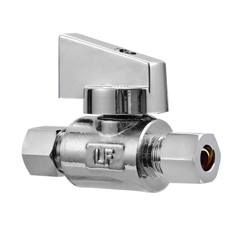Premium Brass One Quarter Inch Compression Angle Valve Two Pack Chrome Finish Quarter Turn Water Shutoff Lead Free Corrosion Resistant Fits One Quarter Inch OD Tubing
