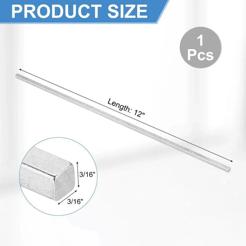 Heavy Duty Square Steel Key Stock Three Sixteenth Inch by Three Sixteenth Inch by Twelve Inch Cold Drawn 45 Steel Bars