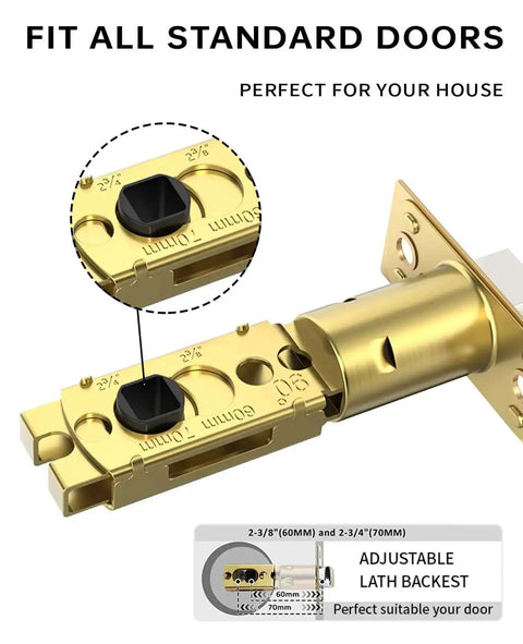 Champagne Bronze Passage Door Handles Set Six Pack Built To Last Heavy Duty Interior Door Levers adjustable latch detailed view