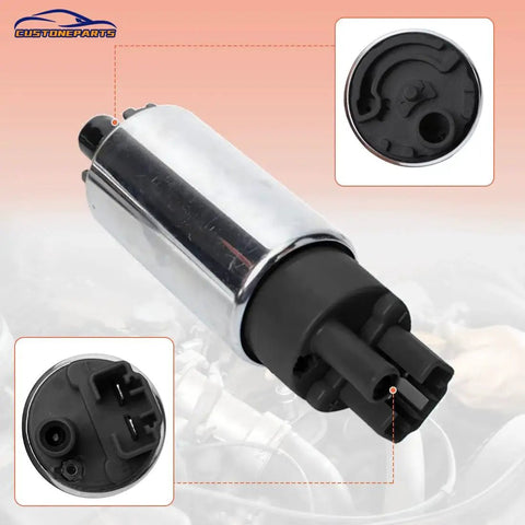 38mm Diameter Electric Fuel Pump Core With Installation Kit Fits Toyota Camry Corolla Tacoma 4Runner Sienna Honda Civic CR-V Accord Mazda Miata RX-8 3 5 6 Lexus IS300 ES300 RX350 12V DC Replaces E8213, showing pump and connector details