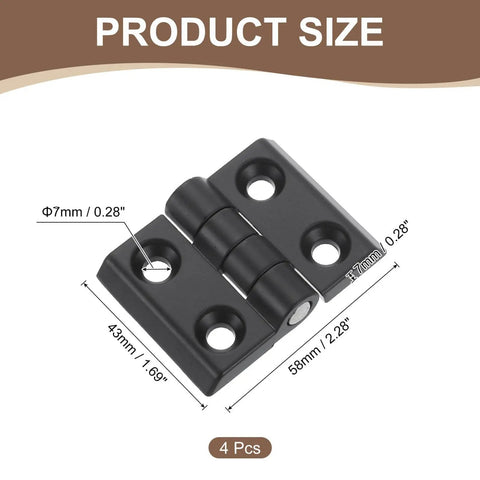 Mini Folding Hinges for Small Cabinets and Wooden Boxes 4 Pack Zinc Alloy 180 Degree Black Uxcell 43mm by 58mm