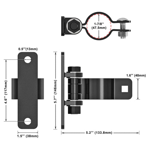Heavy Duty Gate Hinges For Chain Link Fence Parts With Electroplated Finish And Removable Bolts For 1-7/8 in OD Posts Black 2 Pack