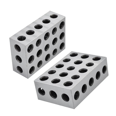 2 Pack 2 4 6 Machinist Blocks With 23 Holes Matched Pair Precision Set Up Blocks For Milling Machines Ground On All Sides To 0.0002 Inch Tolerance Hardened Tool Steel HRC 57 62