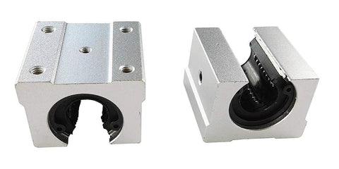 Mssoomm SBR12 linear rail pillow block set; silver aluminum, 12mm bore, includes 1 block and 2 SBR12UU bearings