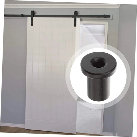 Five Piece Sliding Barn Door Spacer Kit With Flat Track Spacers And Pipe Clamp Hardware For Track Replacement Parts shown on door