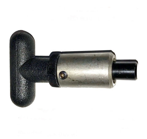 Pack Of Four Heavy Duty Spring Loaded Pull Pins With Weld On Steel Barrel One Inch Diameter And One And Half Inch Length One Half Inch Diameter Steel Plunger Black Plastic T Handle Two And Quarter Inch Wide Knurled Lock Nut With Safety Set Screw For