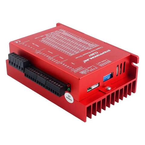 Red Y Series Closed Loop Stepper Driver Version Two Point Zero For Nema 34 Motors with real time feedback, side view