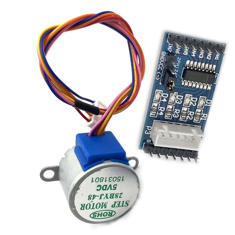 Blue 5V 28BYJ-48 stepper motor with ULN2003 driver board and multicolor wires