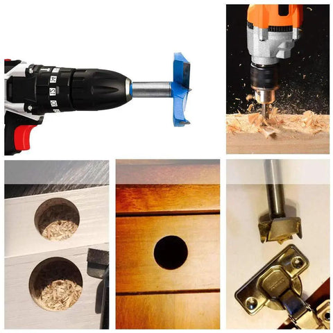 Hinge Boring Drill Bit For Woodworking, Forstner Style Hole Cutter, 50mm Diameter For Cabinet Hinges, Works On Wood Plastic Plywood