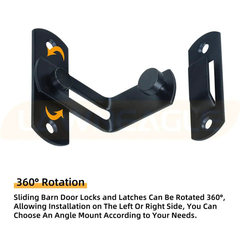 2 Pack 90 Degree Flip Sliding Barn Door Lock For Barn Doors And Cabinets, black alloy steel with 360-degree rotation feature