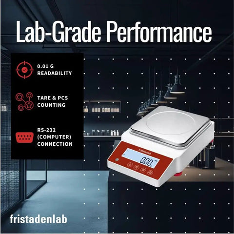 Digital Textile Scale And GSM Cutter Kit For Fabric Pros And DIYers, 2000g X 0.01g Precision, lab-grade scale on table