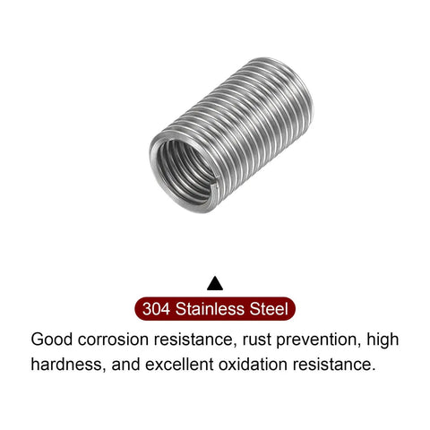 10 Pcs Helical Wire Thread Inserts M10 x 1.5, 304 Stainless Steel, 3D Length 30mm After Install, front view