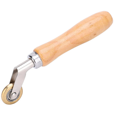 Steel seam roller with wooden handle and brass wheel for roofing membranes