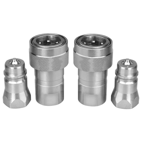 Half Inch Ag Hydraulic Quick Connect Tractor Couplers With Dust Caps Pioneer Style ISO 5675 NPT Thread Poppet Valve 2-pack