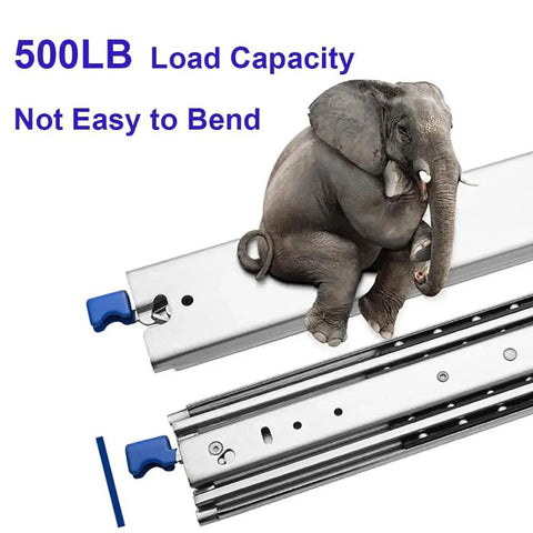 Pair Of 60 Inch Heavy Duty Drawer Slides With Full Extension And 500 Lb Load Capacity, Side Mount Ball Bearing Rails