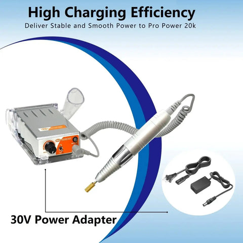 30V AC Adapter Charger For Medicool Pro Power 20k And Pro Power Flex PPFLEX Portable Electric Nail Drill File Machine Replacement