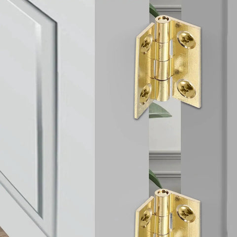 Foldable Brass Cabinet Door Hinges for Kitchens and Closets Small Door Hardware Thickened Design for Smooth Operation
