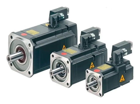 CHUNYE servo motors set, model 1FK6063-6AF71-1AH0, three black motors with silver front flanges and shafts