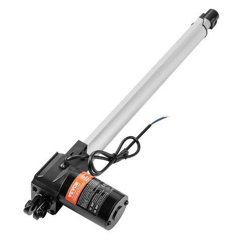 Heavy Duty 12V 16 Inch Linear Actuator With 1320lbs Load, 0.19 In Per Second Speed, IP44 Protection, Includes Mounting Bracket For Electric Door, Industrial Machinery And Maritime Vessels Cargo VEVOR shown in side view.