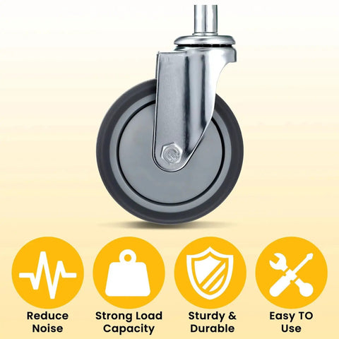 Heavy Duty Gate Wheel Spring Loaded Casters 4 Inch Sliding Gate Wheel showing steel wheel and features like noise reduction.