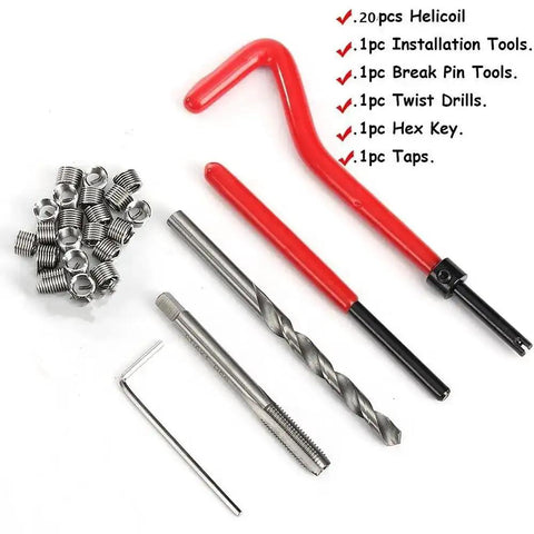 25 Piece Thread Repair Insert Kit For Damaged Auto Threads M6x1.0x8.0mm With Coiled Screw Thread Inserts For Engine And Car Repairs