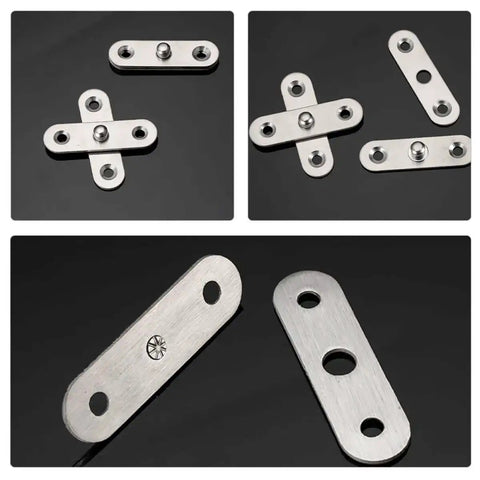 8 Pack 360 Degree Hidden Pivot Hinges Stainless Steel Heavy Duty Cabinet Door Hardware laid out on black background