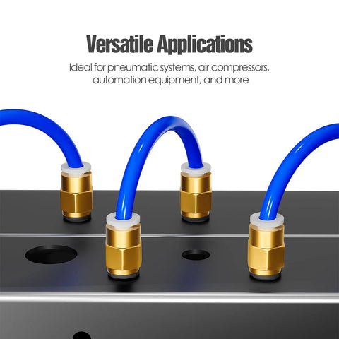 HANGLIFE PC4-M6 Bowden PTFE tube push-to-connect fittings with brass bodies and blue tubes (4 shown)