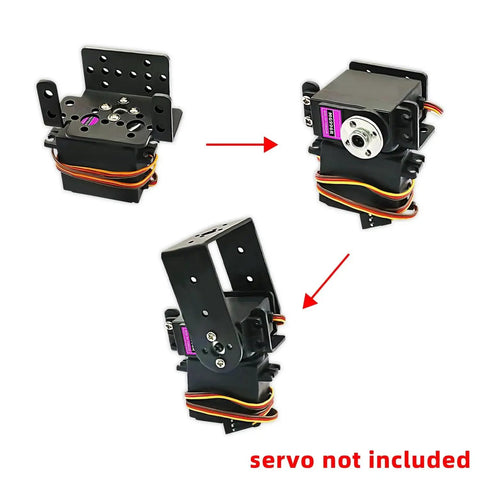 Front view of five DaFuRui pan-tilt servo mount brackets for MG995/MG996R/S3003, black metal; servo not included