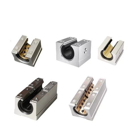 Assorted 2 Pack 20mm SBR20LUU bearing blocks for linear rails and shaft guides, aluminum, open design, for CNC builds