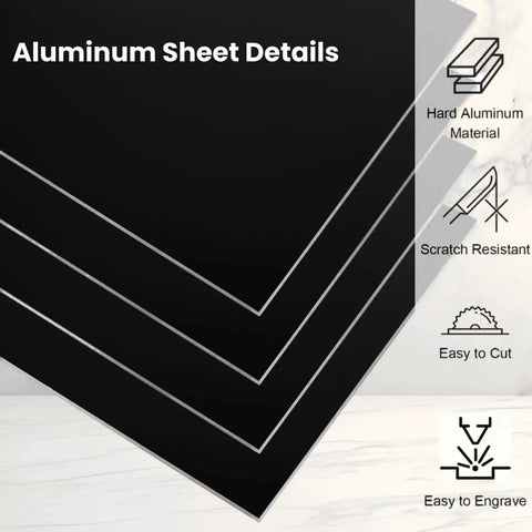 4 Pack 12 By 12 Inch Anodized Aluminum Sheets Black 0.03 Inch Thick 5052 Aluminum Alloy Engraving Plates details and features