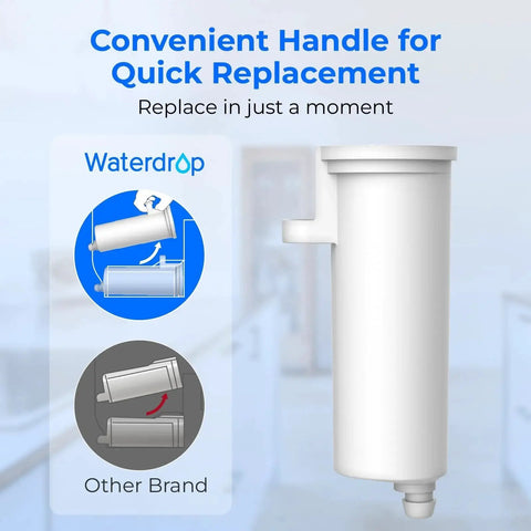 Waterdrop P4INKFILTR ice maker filter for GE Opal Nugget, 3-pack with ring pull; BPA-free, NSF 42/372 certified.