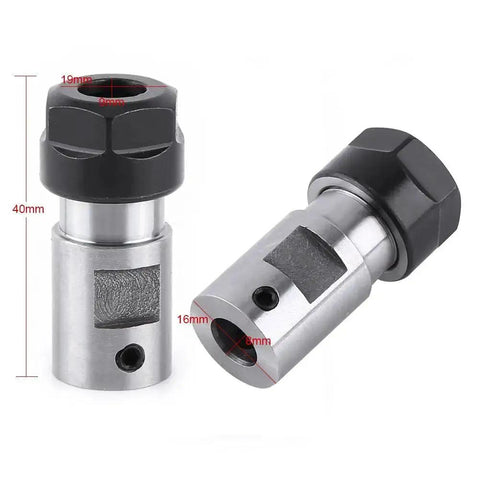 Collet Chuck Motor Shaft Spindle Adapter for CNC Milling 8mm Shank 0.31 Inch Inner shown with dimensions and clamping nut