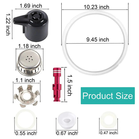 Instant Pot Duo 8 Qt replacement parts kit (10 pcs): lid sealing ring, steam release valve, float valve, plus gaskets