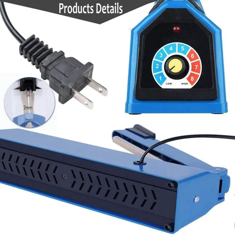 12 Inch Impulse Heat Sealer For Plastic Bags Manual Tabletop Bag Sealer With Adjustable Temperature And 8 Settings