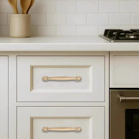 Kitchen with cabinets featuring 10 Pack 5 Inch Center Hole Champagne Bronze And Honey Bronze Cabinet Pulls Solid Heavy Duty Traditional Kitchen Cabinet Handles For Cabinets Drawers Wardrobes Dressing Tables And Bathrooms Ideal For Modern And Traditional Decor