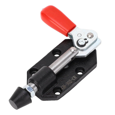 Toggle Clamp With Quick Release, 20mm Adjustable Cast Iron Push Pull Clamp For Woodworking Jigs And Fixtures, shown in red handle front view.