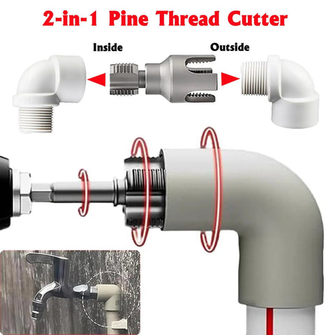 3 Piece PVC Pipe Threader Kit NPT Sizes One Half Inch Three Quarter Inch And One Inch Dual Function Internal And External Threading Tool Compatible With Electric Drill For PVC PPR And MPP Pipes shown in action