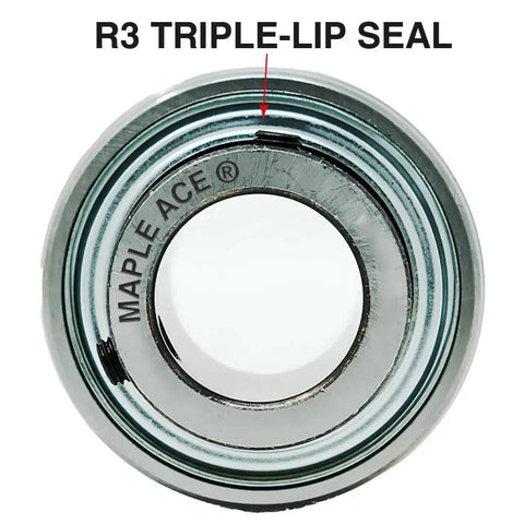 Heavy Duty Insert Bearing With One And Three Eighths Inch Bore Spherical Outer Diameter R3 Triple Lip Seal close-up view