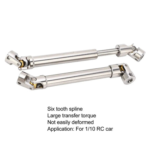 Two Pack Stainless Steel M4 RC Drive Shaft For 1/10 Scale Crawlers, Universal Round Brass Ball Joint With Six Tooth Spline, 113mm Length