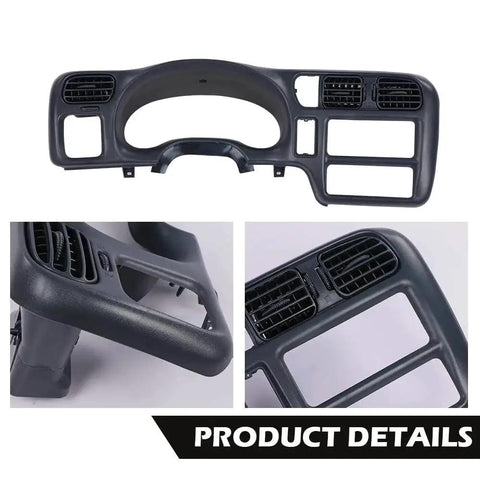 Dash Trim Bezel Cover Dark Gray For Chevy Blazer S10 Jimmy S15 Sonoma Single Din shown in multiple angles and views