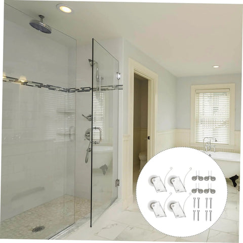Heavy Duty Barn Door Rollers Kit With Electroplated Stainless Steel Tracks For Silent Smooth Sliding Wardrobe And Cabinet Doors Easy Install And Durable Hardware For Premium Home Interiors, shown in a bathroom setting