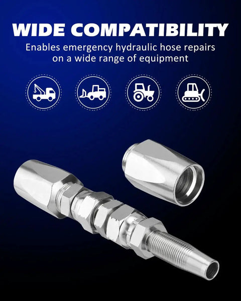 3 By 8 Inch Hydraulic Hose Repair Kit, Reusable 2 Wire Fitting, R2 R16 R17 R19, metal fitting close-up