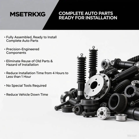 Various auto parts including springs and rotors ready for installation, highlighting the ease and precision of components.