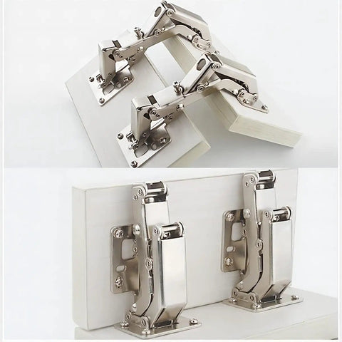 Big Angle Cabinet Door Hinges Set, 2 Pack Hidden Frameless Hinges With Fixing Screws, Includes 16 Screws, Adjustable 130 To 170 Degree