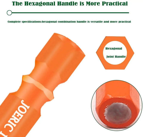 Close-up of Pro Grade Orange Hex Shank Dry Diamond Core Drill Bit showing hexagonal handle design.